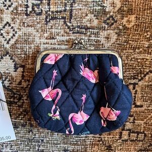 Vera Bradley Navy and Pink Flamingo Coin Purse